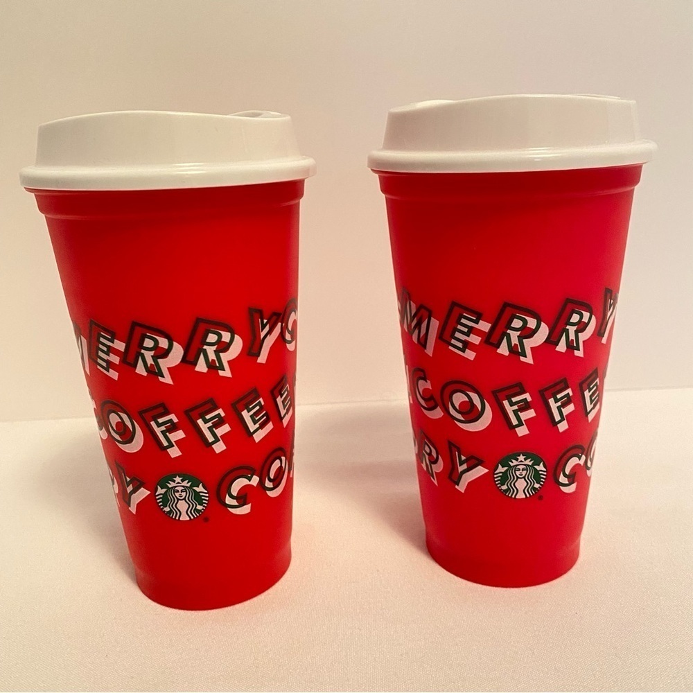 Starbucks 2019 Reusable Red Holiday Cup Limited Edition Merry Coffee